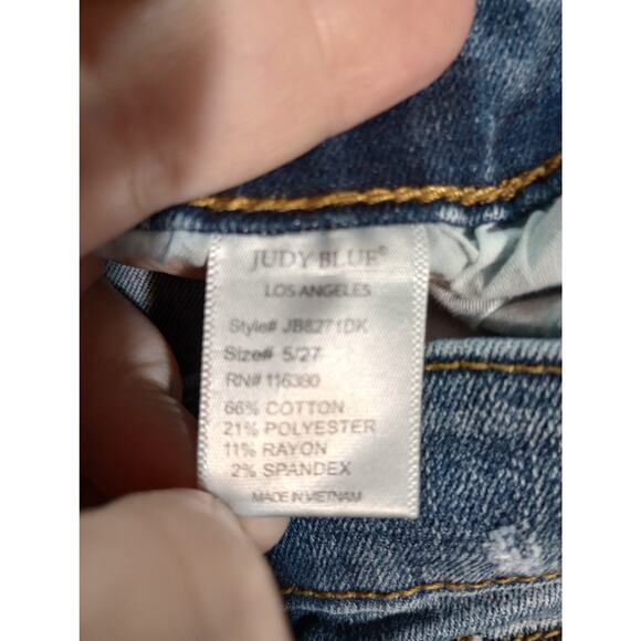Judy Blue Jeans Womens 5 27 Blue Distressed Relaxed Fit Mid Rise Stretch Denim - Picture 7 of 8